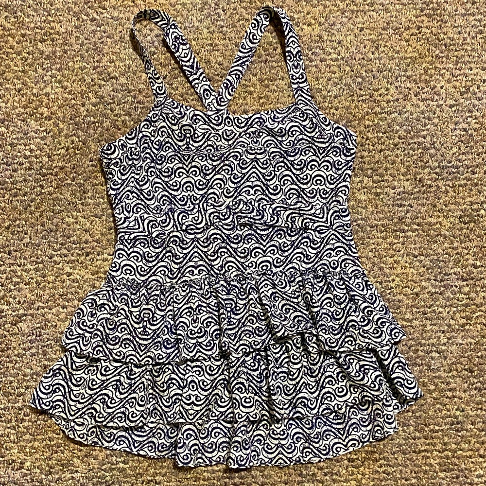 🖤🦓NWOT BANANA REPUBLIC Crossback 100% Silk Ruffle Tank Top Side Zip SZ XS🖤🦓